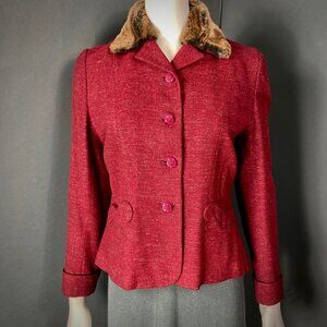 Vintage Continental Original from Gimbels Cranberry Tweed Blazer